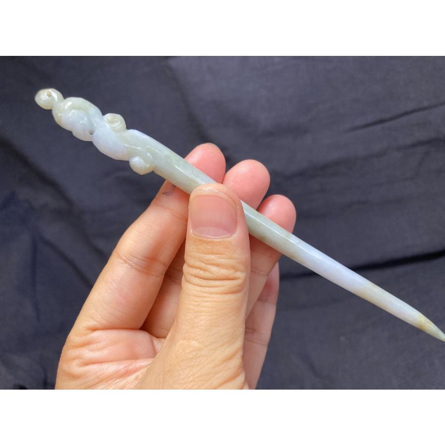 Z01簪 ミャンマー産 天然 A貨 本翡翠 1本 簪 ほうおう 鳳凰