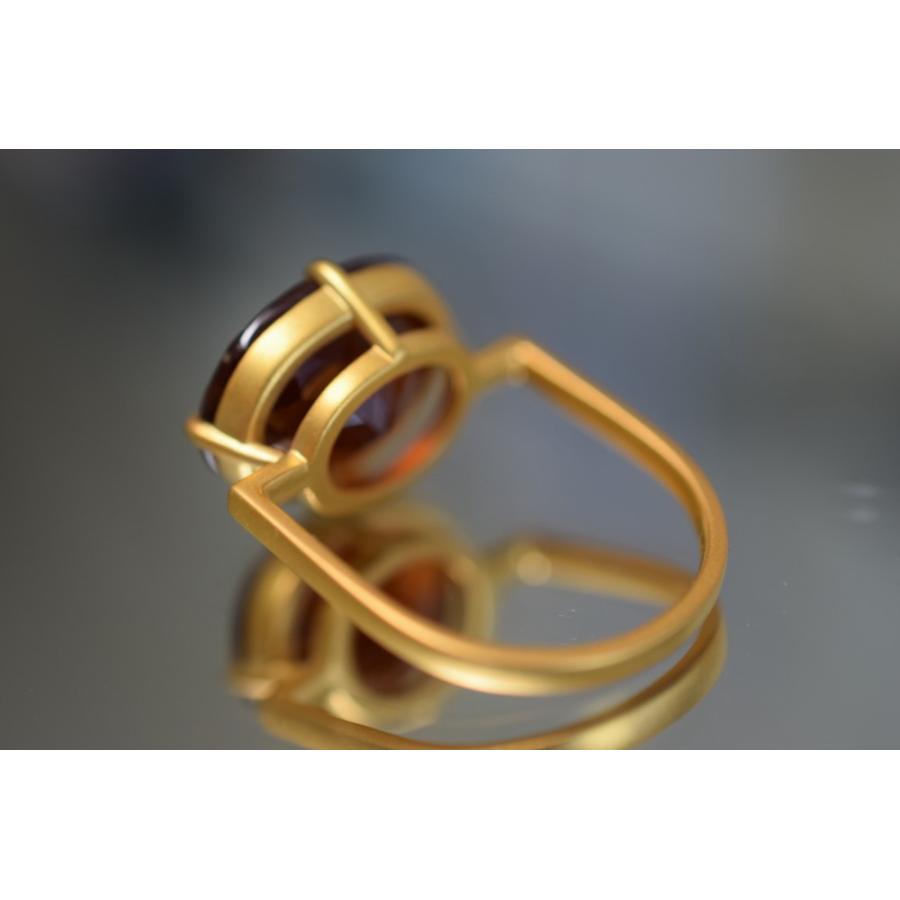 k-9 一点物 9.3ct 宝石質 大粒 柘榴石 ガーネット 13.5号 k18金 艶消し 
