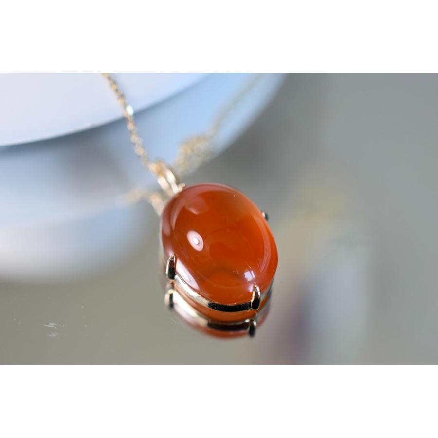 K9-10 宝石質 9金 大粒 天然 カーネリアン チャーム ネックレス 