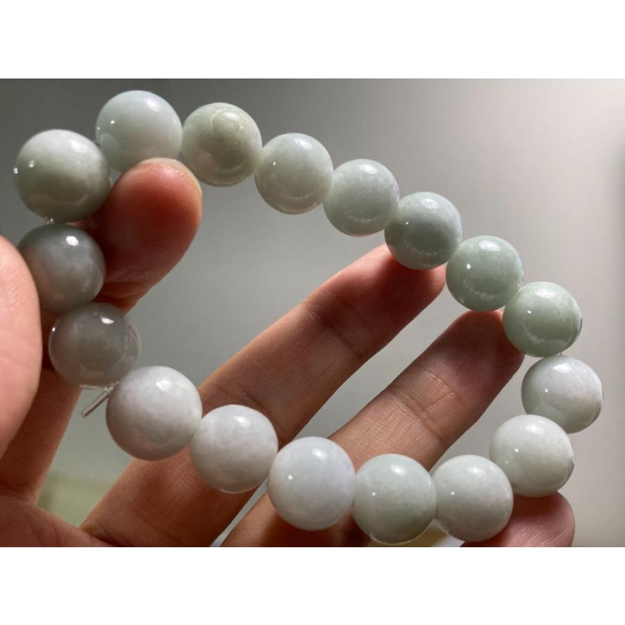 B23-60 大粒 12.5mm ミャンマー産 天然本翡翠 ブレスレット : Mika 