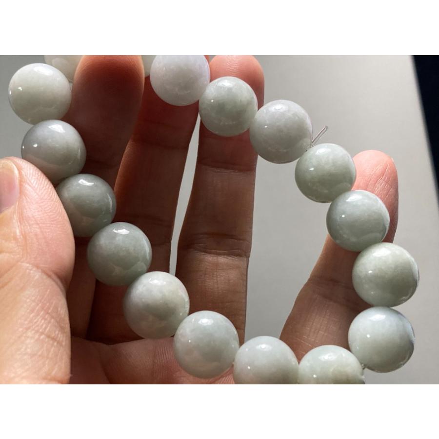 ☆天然無処理 ☆本翡翠A貨 ユニセックス ブレスレットフリーサイズ（銀