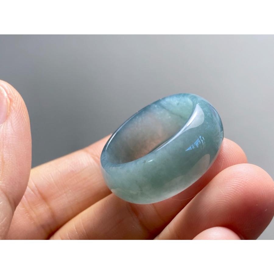 L23-174 藍水 27.5号 天然 グアテマラ産 本翡翠 くりぬき 広幅 リング