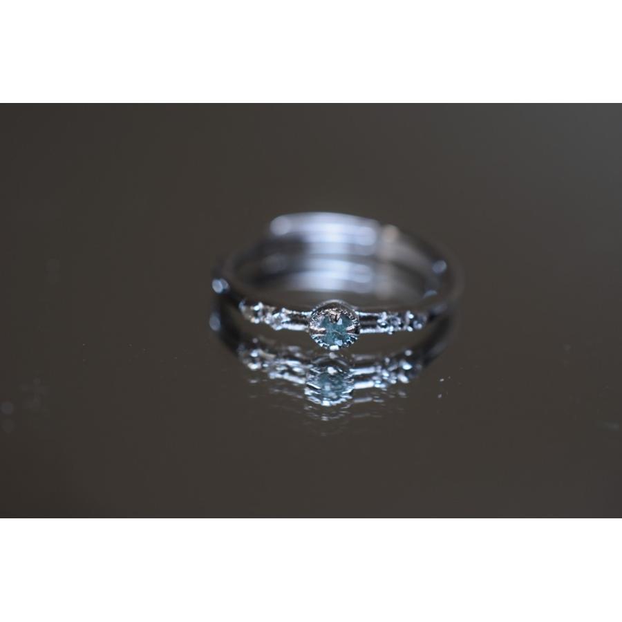 SR3-156 勿忘草色 天然 トルマリン リング 指輪 フリーサイズ 金属