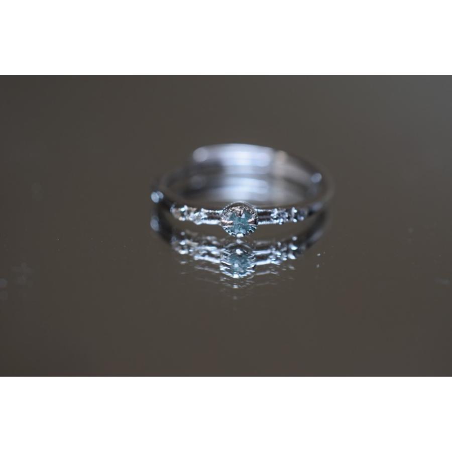 SR3-156 勿忘草色 天然 トルマリン リング 指輪 フリーサイズ 金属