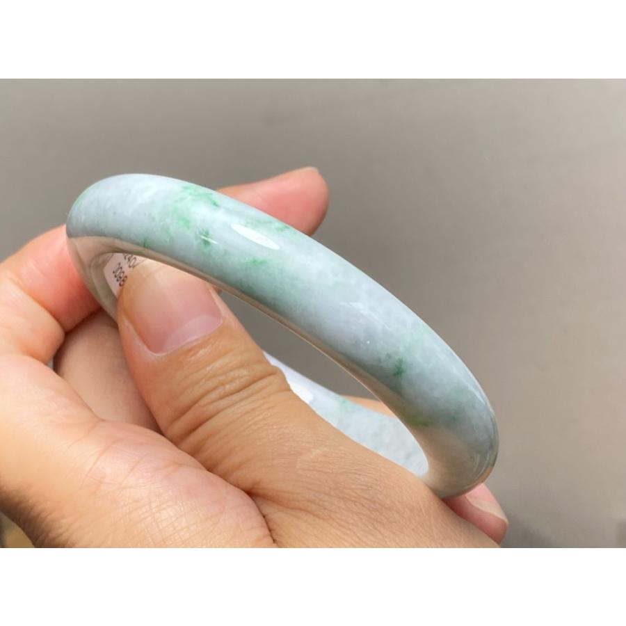 BG5-2 美品 花緑 55.5MM 真ん丸 ミャンマー産 天然本翡翠 バングル 
