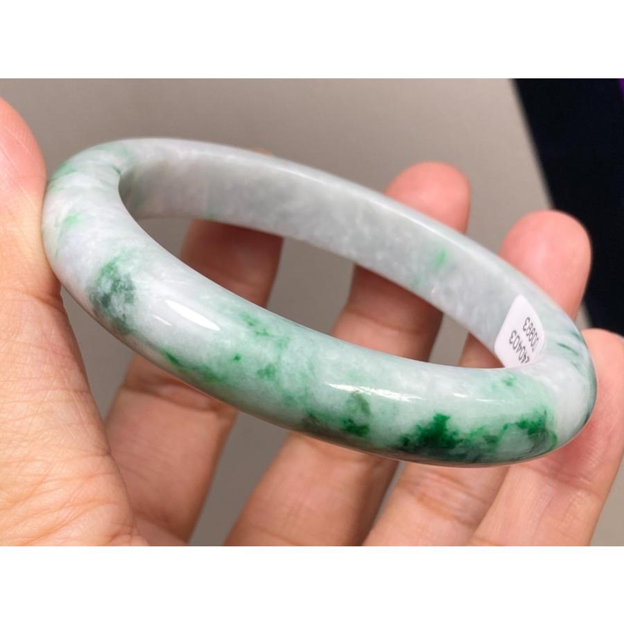 BG5-10 美品 花緑 55.8MM 真ん丸 ミャンマー産 天然本翡翠 バングル 
