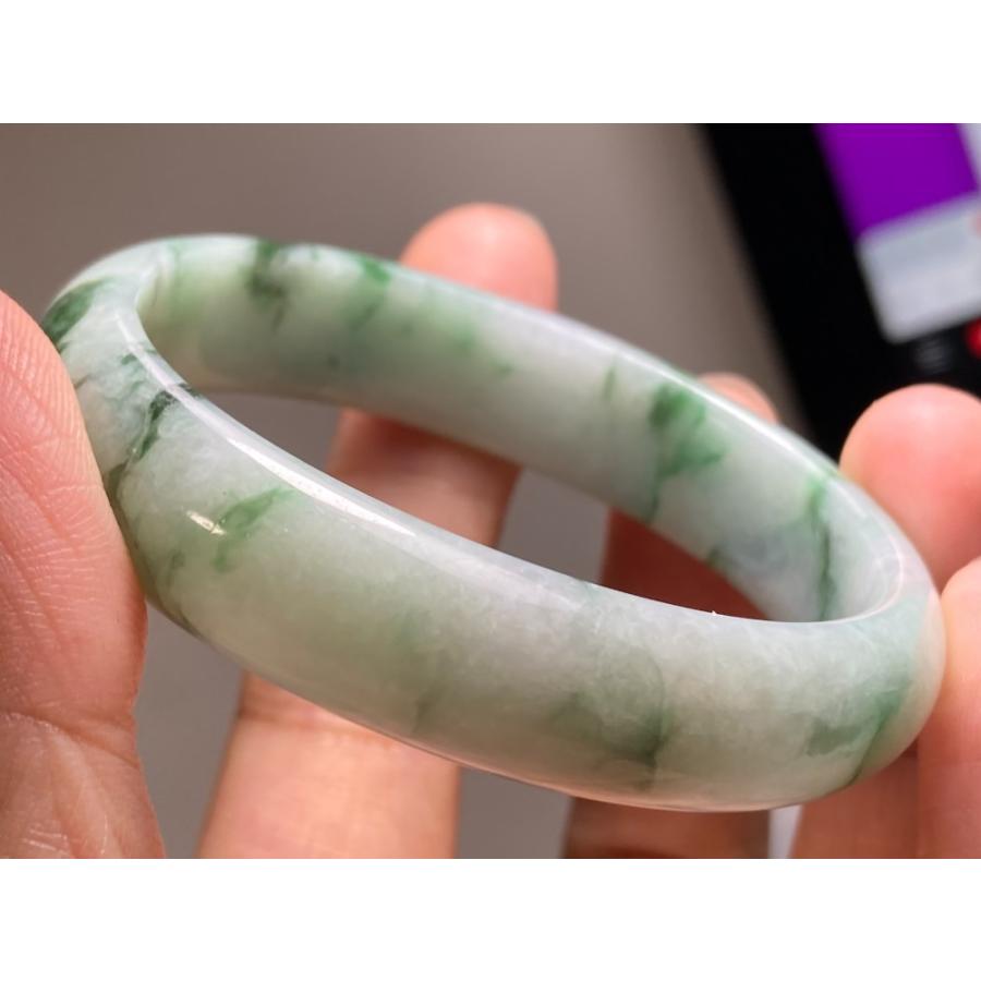 BG5-17美品花緑50.0MM 楕円 貴妃 ミャンマー産 天然本翡翠 バングル