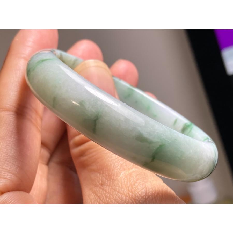BG5-17 美品 花緑 50.0MM 楕円 貴妃 ミャンマー産 天然本翡翠 バングル 