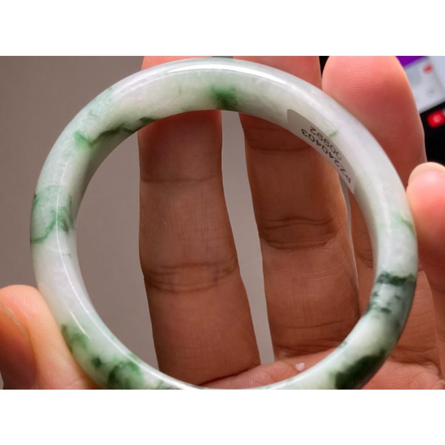 BG5-17 美品 花緑 50.0MM 楕円 貴妃 ミャンマー産 天然本翡翠 バングル 