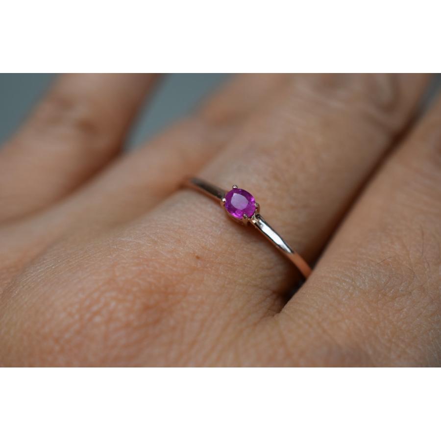SR4-115 艶かしい ディープピンク サファイア リング 指輪 シンプル