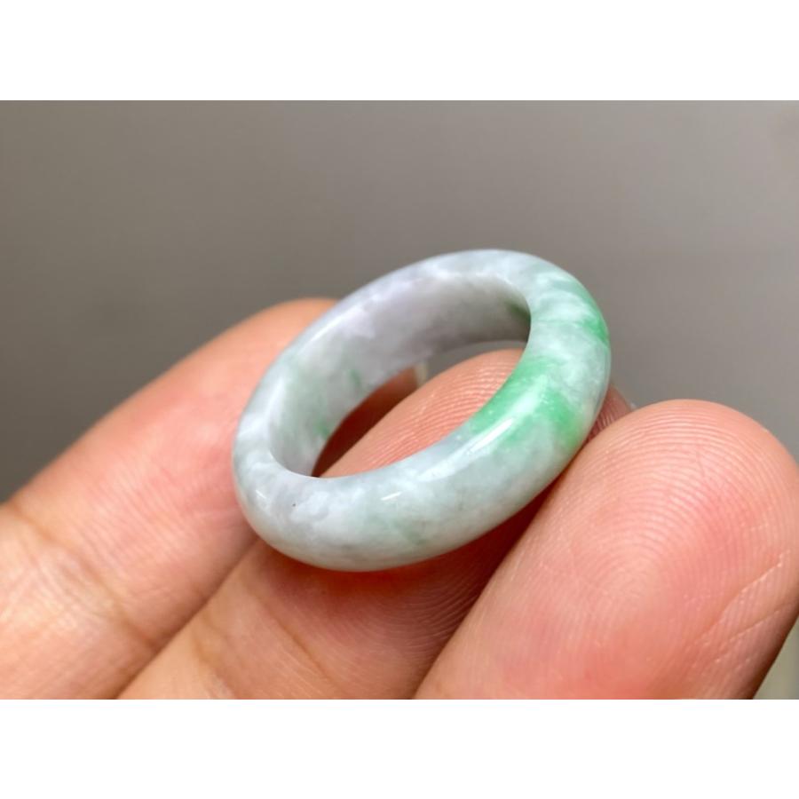 L6-215 美品 白底陽緑 10.5号 ミャンマー産天然 A貨 本翡翠 くりぬき
