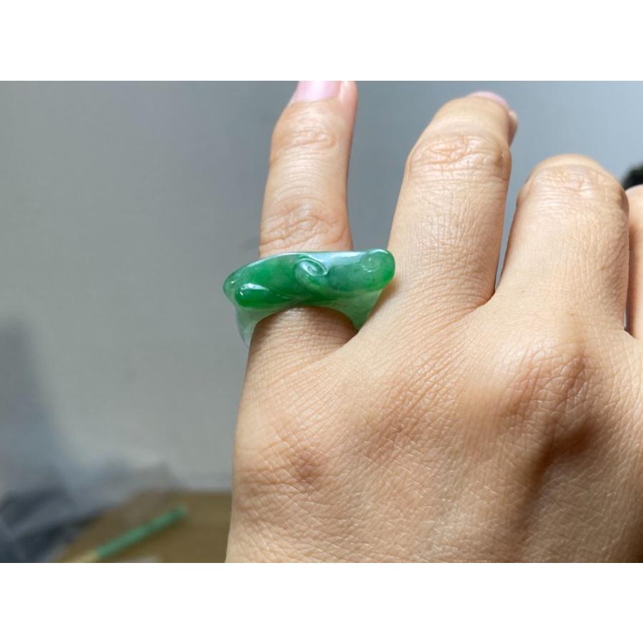 L7-22 上品 3.5号 氷種 ミャンマー産 天然A貨本翡翠 濃緑 如意