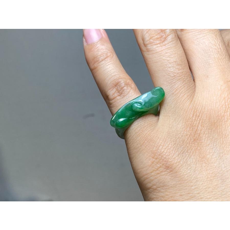 L7-22 上品 3.5号 氷種 ミャンマー産 天然A貨本翡翠 濃緑 如意