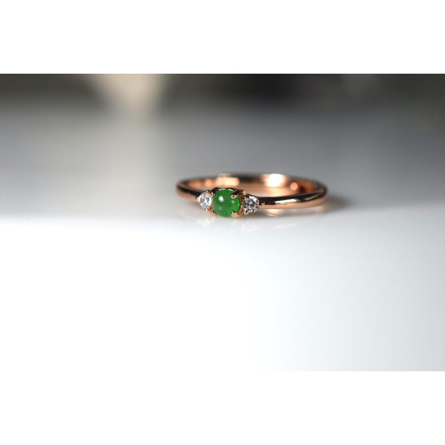 CR73 上品 宝石質 天然 ミャンマー産 氷種 陽緑 ミニ 本翡翠 指輪