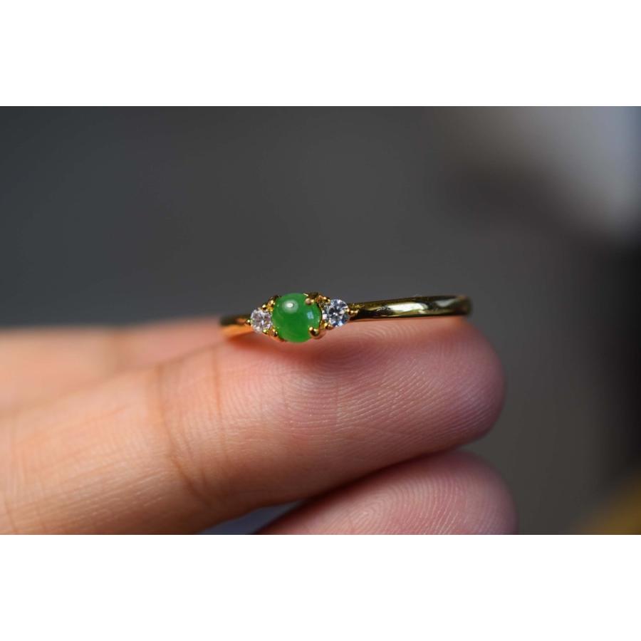 CR73 上品 宝石質 天然 ミャンマー産 氷種 陽緑 ミニ 本翡翠 指輪