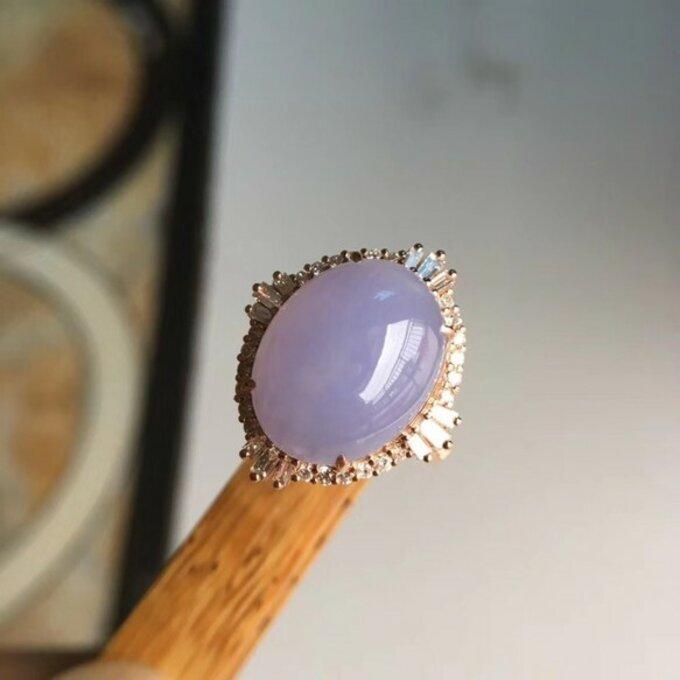 683 受注制作 天然 A貨 ラベンダー 大粒 翡翠 リング 指輪  