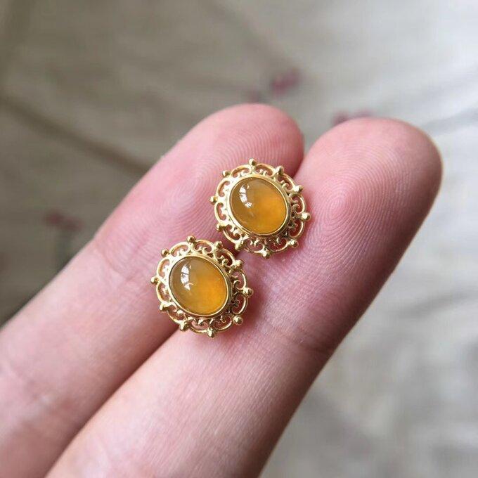 本翡翠k18氷種ダイヤモンドカット平安圏ピアス