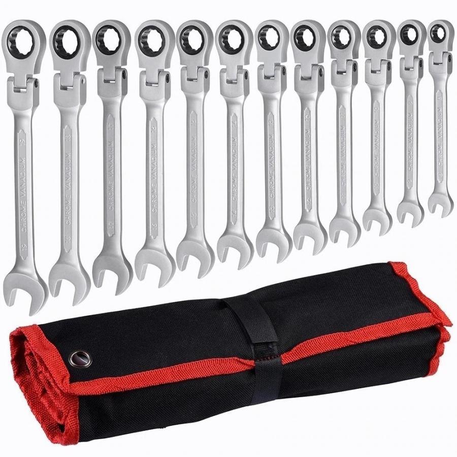 首ふり ラチェット メガネレンチ 12本セット 8?19mm 工具 ソケット KTC
