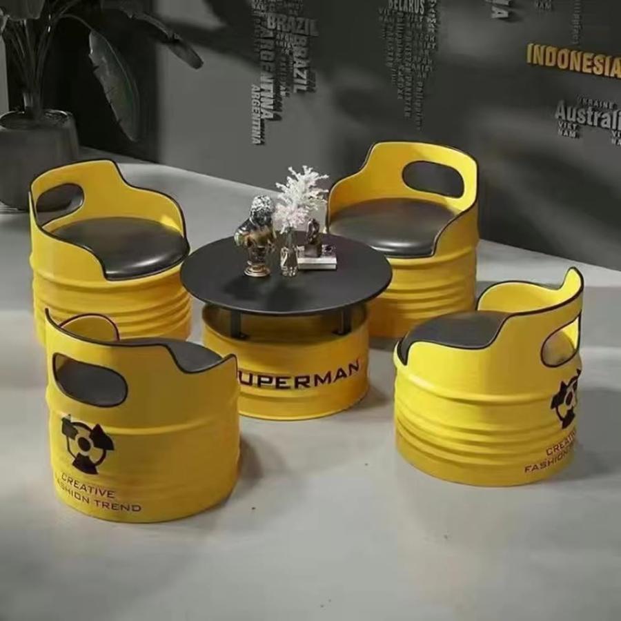 カウンターテーブルチェアセット ドラム缶のテーブルと椅子 バー 
