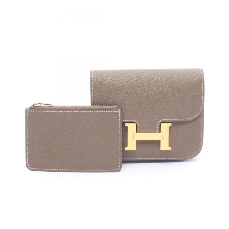エルメス コンスタンス スリム ブランドオフ HERMES レザー 二つ折り財布 ヴォーエプソン 中古 レディースの画像