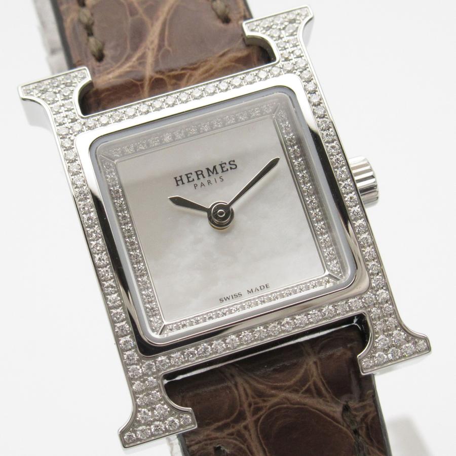 HERMES エルメス Hウォッチミニ ダイヤベゼル ブランドオフ HERMES エルメス Hウォッチミニ ダイヤベゼル ブランドオフ