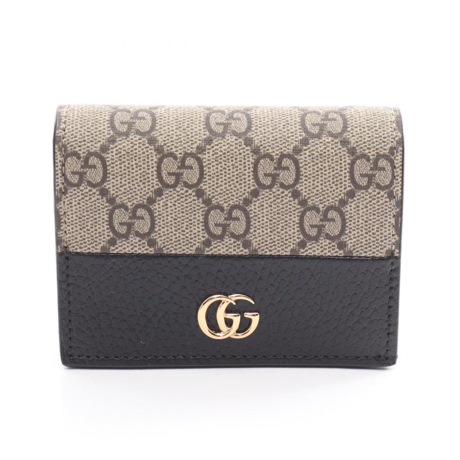 GUCCI GGマーモント 二つ折り財布 GGスプリームキャンバス ブラック 黒