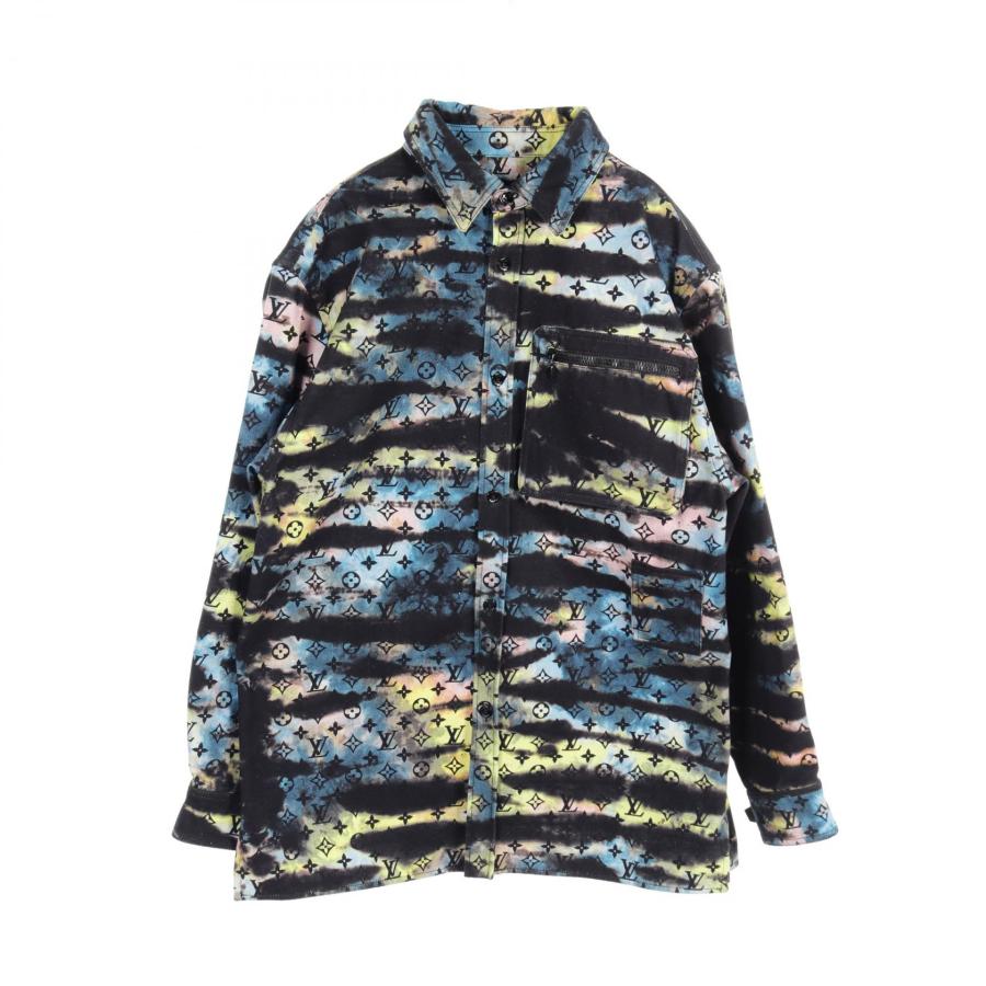 ルイヴィトン 21AW タイダイモノグラム総柄ジップアップ半袖シャツ L 