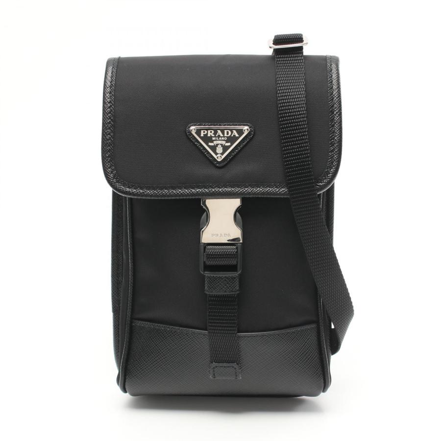 プラダ PRADA TESSUTO+SAFFIANO ショルダーバッグ バッグ ナイロン サフィアーノレザー レディース ブラック系 【中古】 PRADA（プラダ） TESSUTO＋SAFFIANO ブランドオフ ナイロン ショルダー