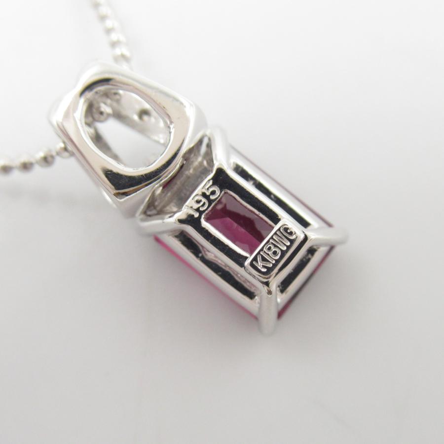 未使用品 k18WG ガーネット ダイヤモンド ネックレス 中古・K18WG】ガーネット×ダイヤモンド馬蹄ペンダント ネックレス