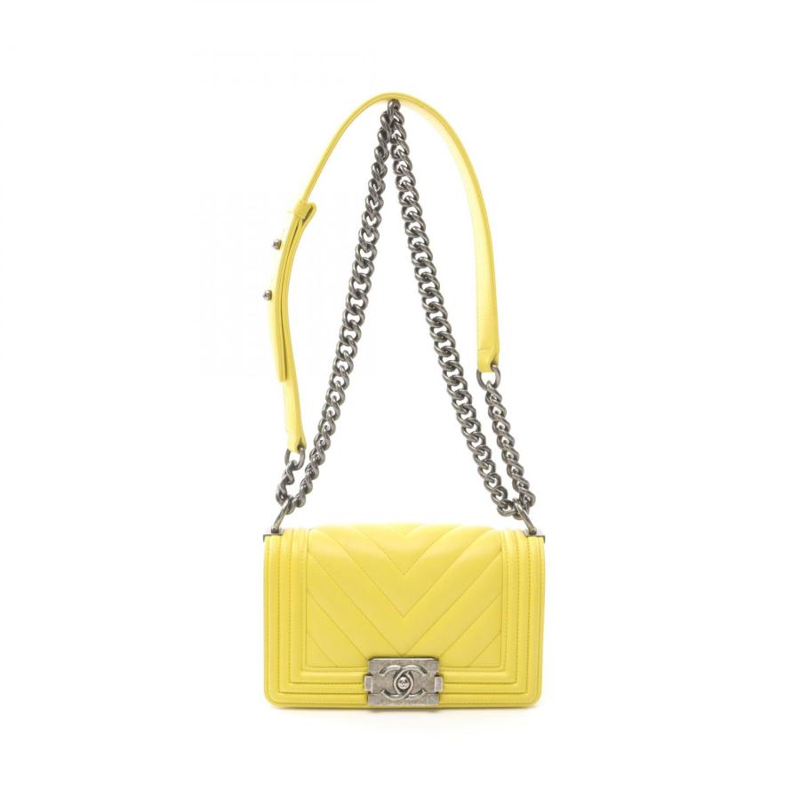 シャネル CHANEL ボーイシャネル スモール シェブロン Vステッチ ショルダーバッグ バッグ ラムスキン（羊革） レディース ブラック系 【中古】 CHANEL（シャネル） ボーイシャネル スモール シェブロン Vステッチ
