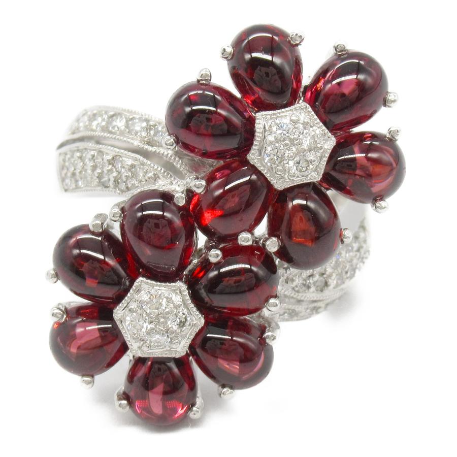 美品 K18WG ガーネット ダイヤモンド リング ジュエリー ガーネット ダイヤモンド リング ブランドオフ