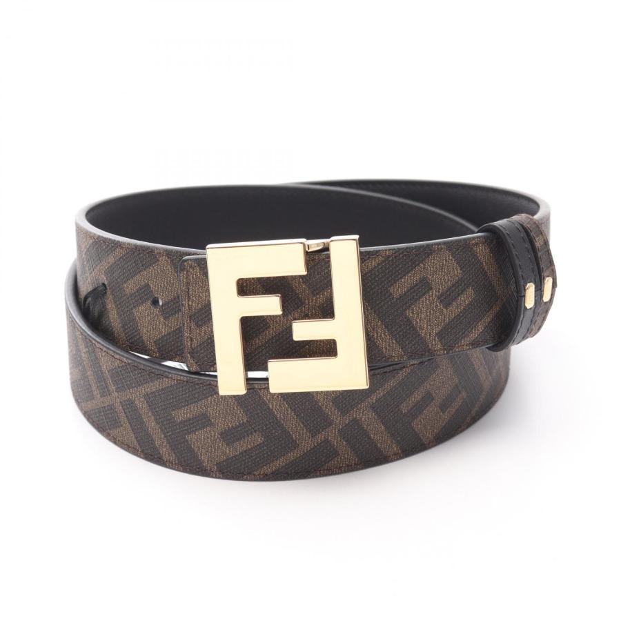 FENDI（フェンディ） FFスクエア ブランドオフ レザー ベルト レザー
