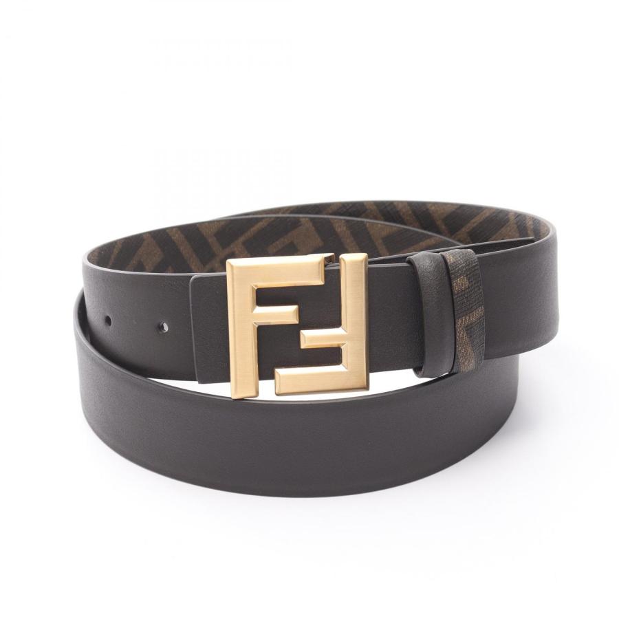 FENDI FFロゴ バックル レザーベルト ブラック FENDI（フェンディ） FFロゴ バックル ブランドオフ レザー ベルト