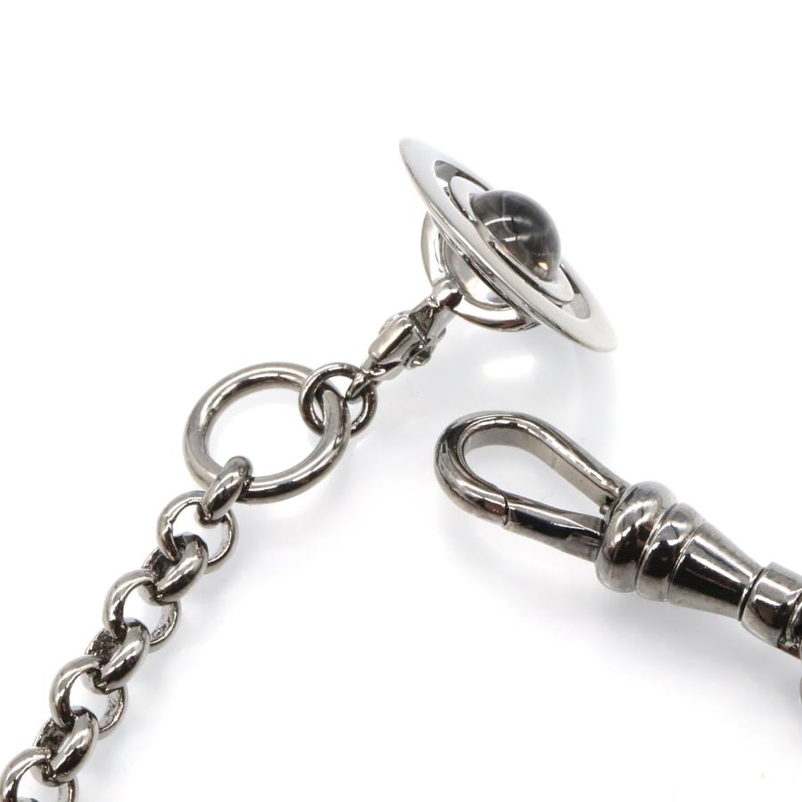 ヴィヴィアンウエストウッド/レザー製黒ブレスレット メタルチャーム