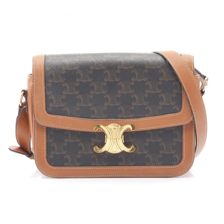 セリーヌ CELINE クラシック トリオンフ ショルダーバッグ バッグ PVCコーティングキャンバス レザー レディース ブラウン系 【中古】 CELINE（セリーヌ） クラシック トリオンフ ブランドオフ CELINE PVC