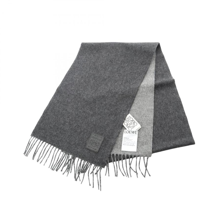 LOEWE ロエベ　アナグラム総柄　カシミヤマフラー　グレー LOEWE】ロエベ『アナグラム ロゴ ウール×カシミヤ マフラー』メンズ