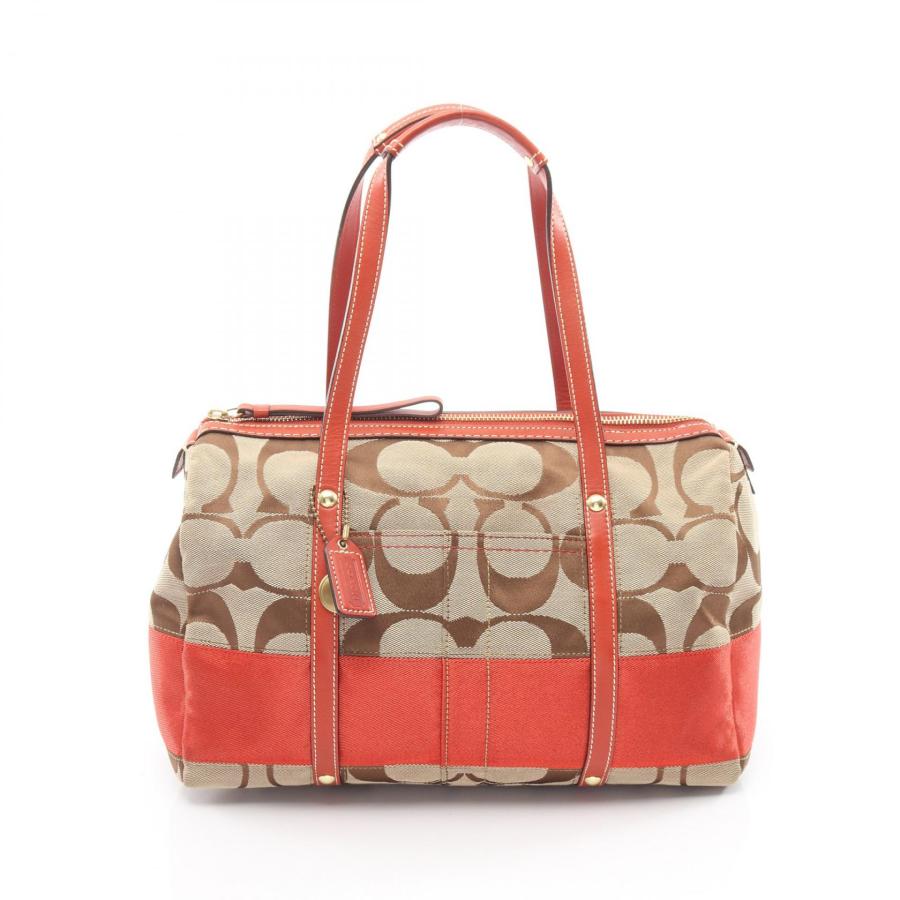 COACH（コーチ） シグネチャー ブランドオフ キャンバス ハンドバッグ