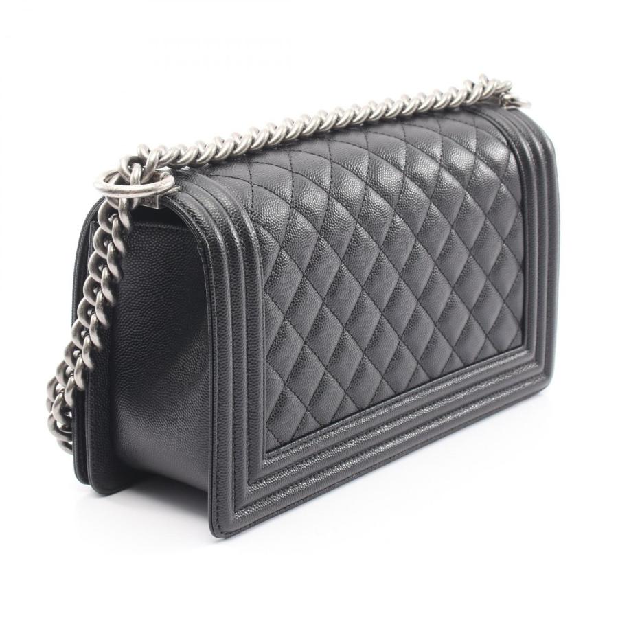 【美品】CHANEL ボーイシャネル キャビアスキン ミディアム ダークグレー CHANEL（シャネル） ボーイシャネル マトラッセ ブランドオフ キャビア