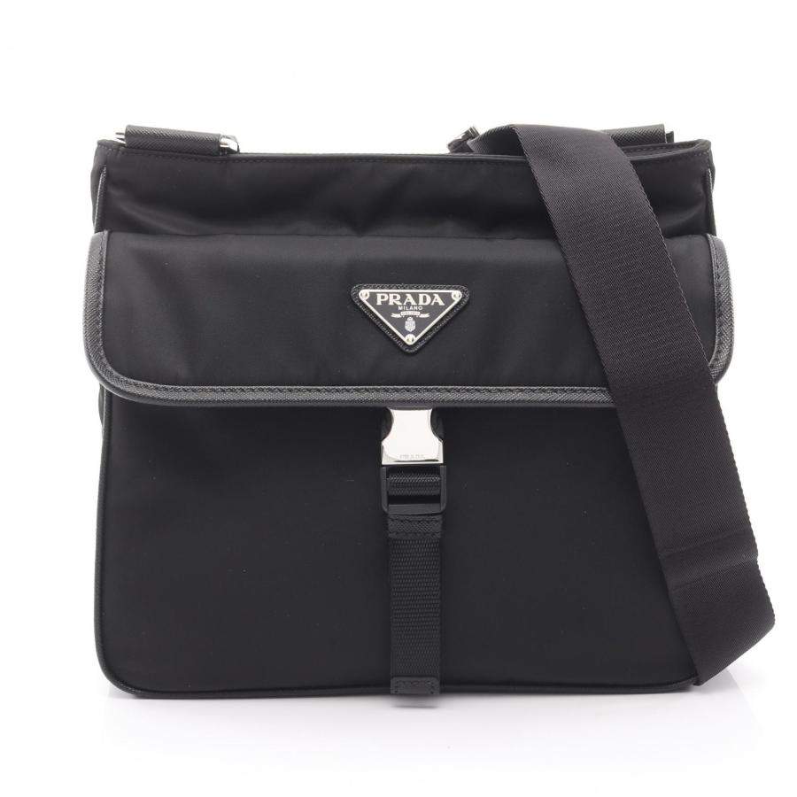 プラダ PRADA RE-NYLON TESSUTO+SAFFIANO ショルダーバッグ バッグ ナイロン サフィアーノレザー メンズ レディース ブラック系 2VH1192DMHF0002 【新品】 PRADA（プラダ） RE-NYLON TESSUTO+SAFFIANO ブランドオフ ナイロン