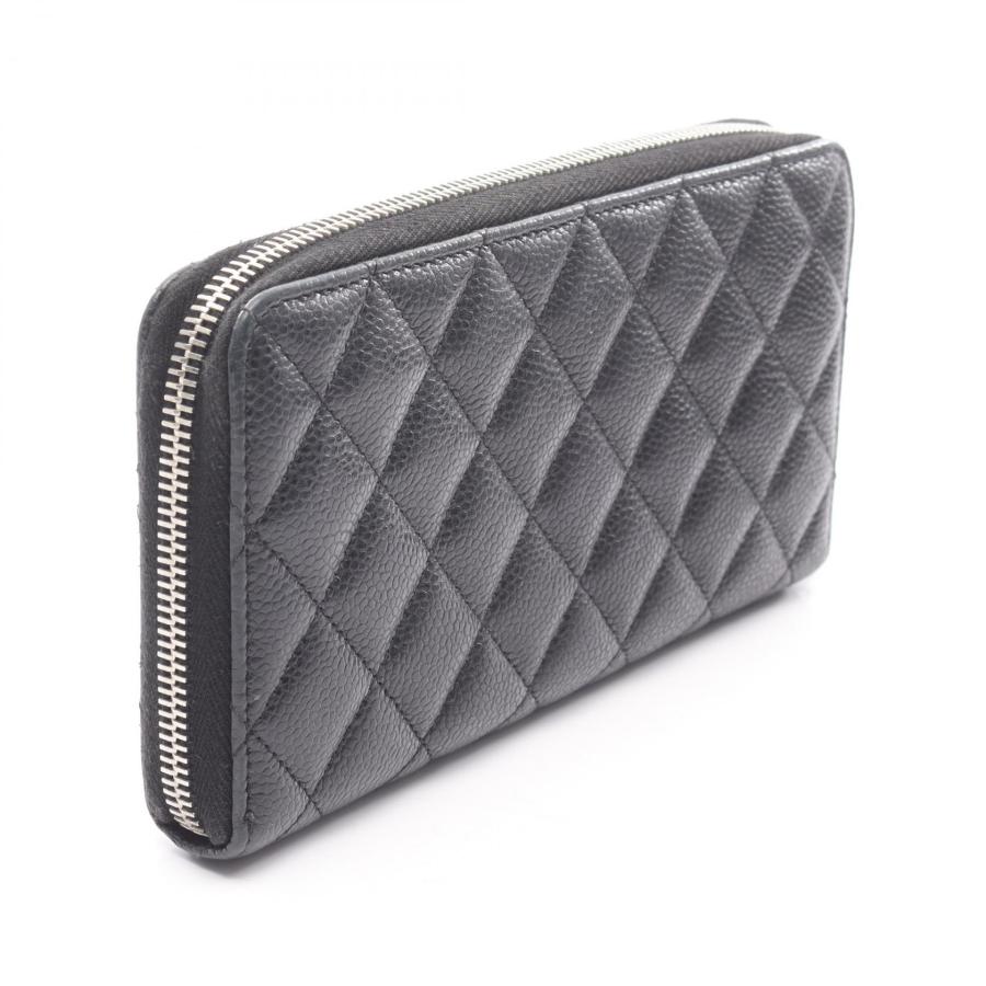 CHANEL 長財布 シルバー金具 レザー 長財布 ロングウォレット 【中古】 CHANEL（シャネル） ココマーク マトラッセ ラムスキン レザー ロング