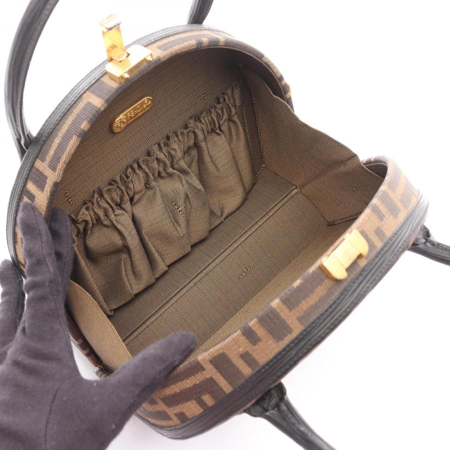 FENDI ズッカ キャンバス レザー ハンドバッグ FENDI - フェンディ FENDI ズッカ ハンドバッグ バッグ キャンバス