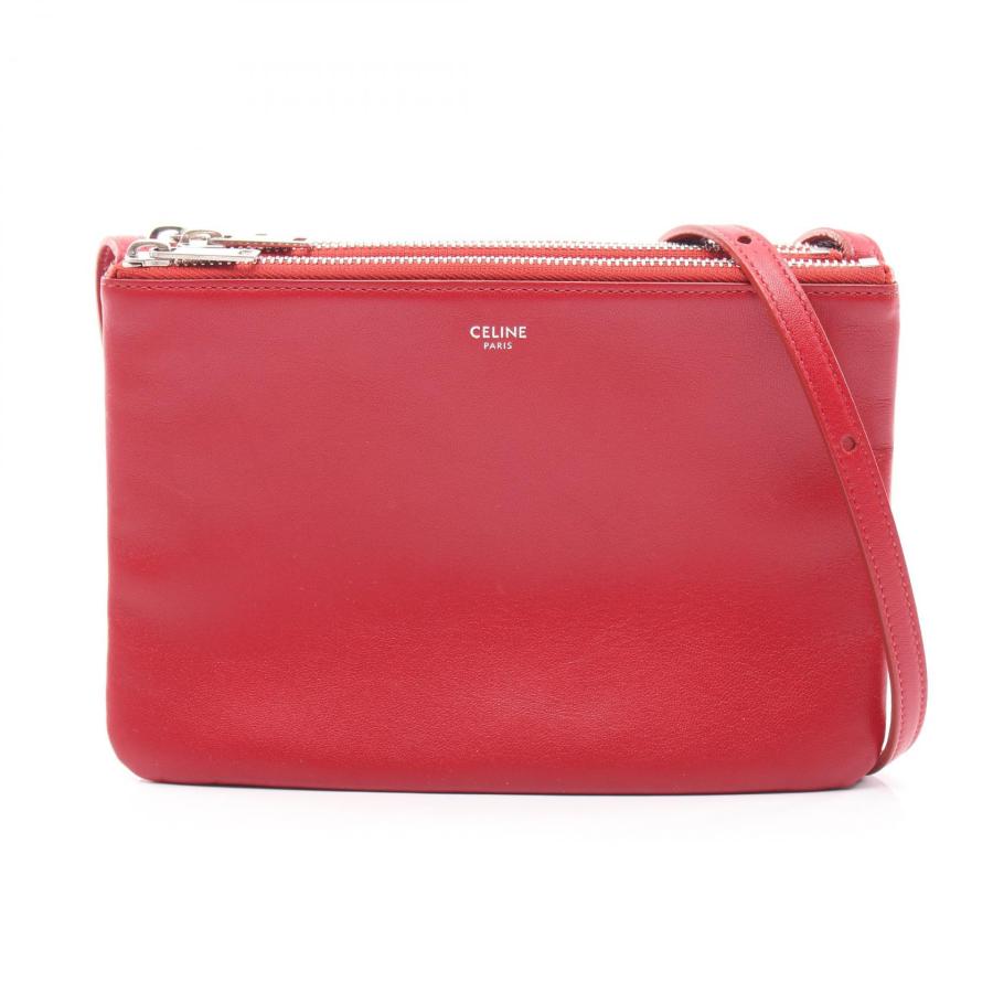 CELINE Trio ショルダーバッグ レッド　セリーヌ トリオ CELINE（セリーヌ） 爆買 TRIO SMALL トリオ スモール ブランドオフ