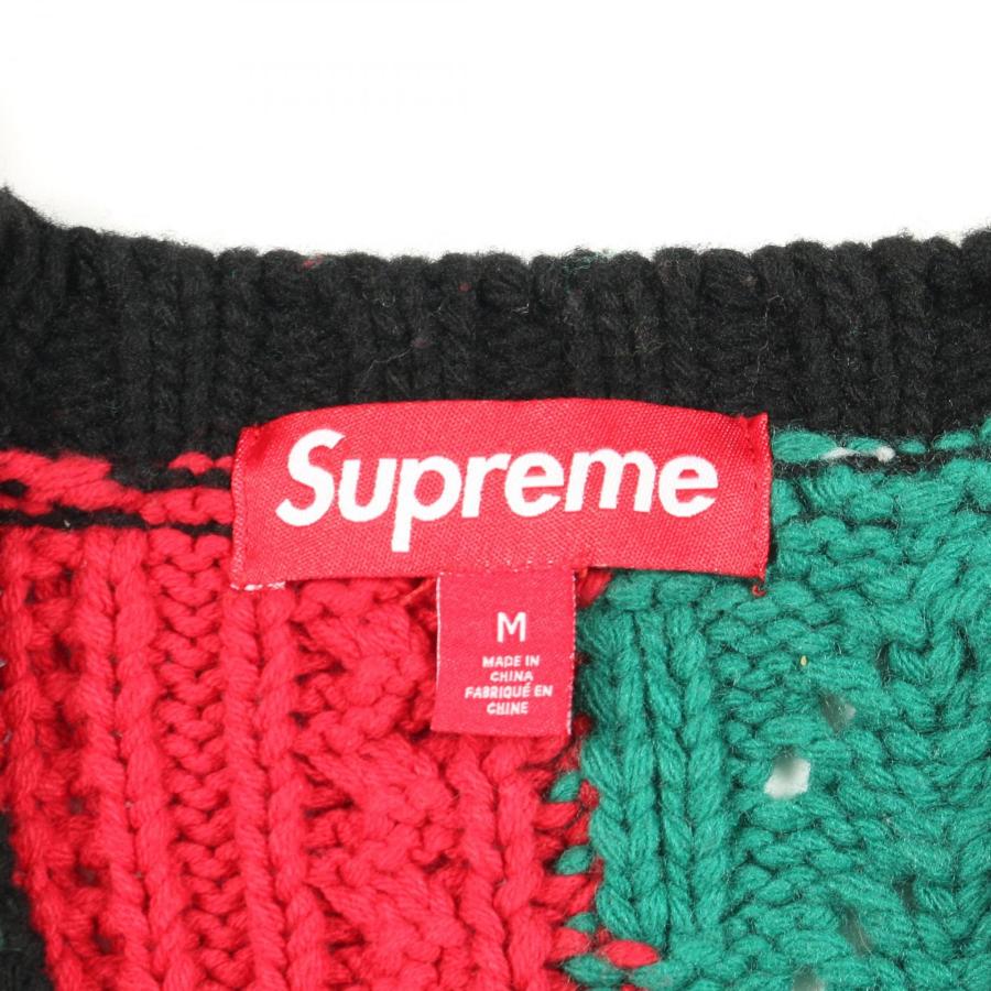 シュプリーム Supreme Patchwork Cable Knit Cardigan カーディガン 衣料品 トップス コットン メンズ ブラック系 / マルチカラー 【中古】 Supreme（シュプリーム） Patchwork Cable Knit Cardigan ブランドオフ