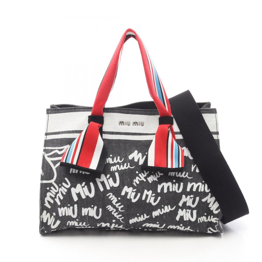 miu miu デニム トートバッグ ロゴ総柄 ミュウ DENIM LOGO ブランドオフ Miu キャンバス トートバッグ デニム