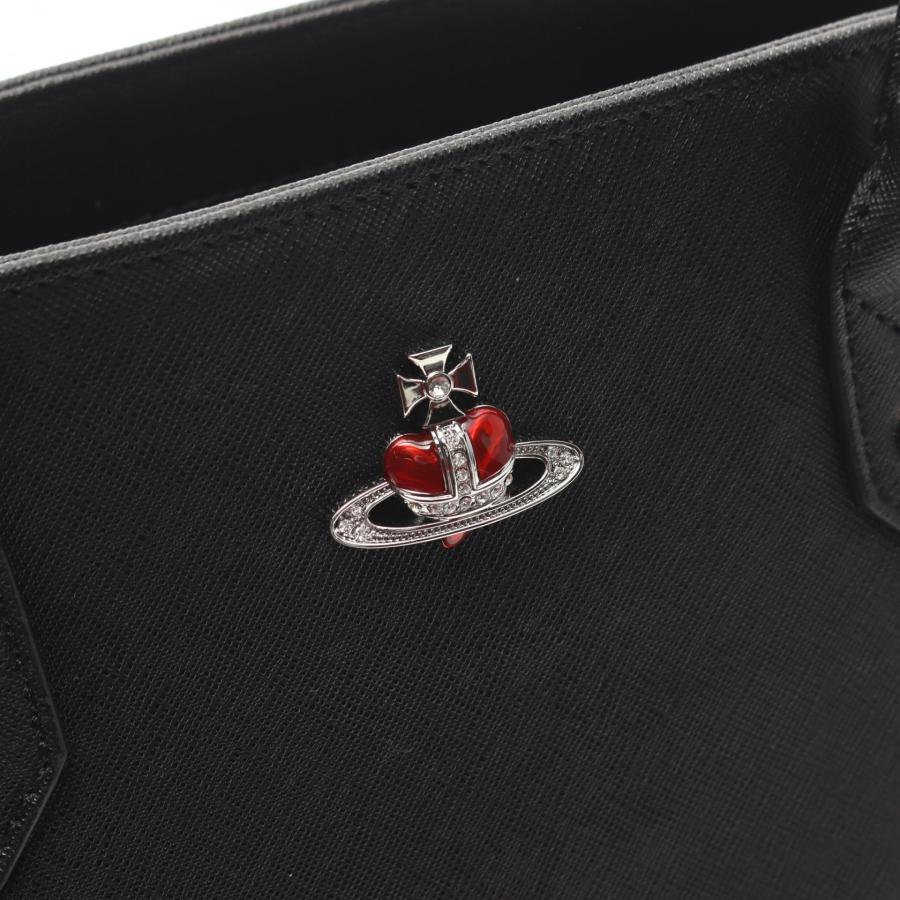 ヴィヴィアンウエストウッド　トートバッグ　ナイロン　ブラック　ハート　オーブ ヴィヴィアンウエストウッド MINI TOTE SAFFIANO 3 SPEC ハートオーブ