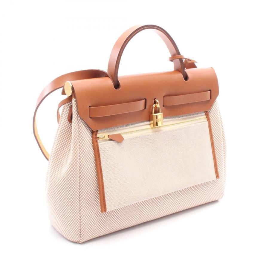HERMES エルメス エールバッグ ハンドバッグ レザー キャンバス HERMES 