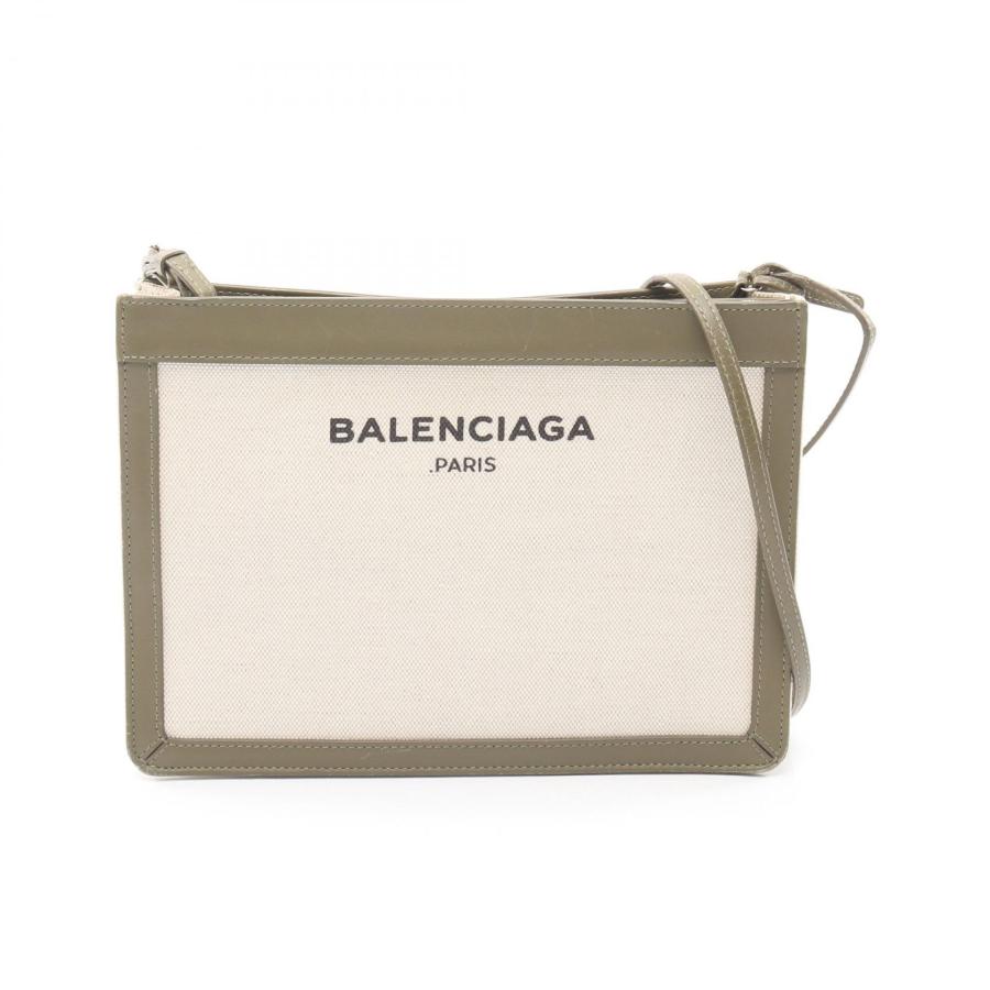 バレンシアガ BALENCIAGA ネイビー ポシェット ショルダーバッグ バッグ キャンバス レザー レディース アイボリー系 / ブラック系 【中古】 BALENCIAGA バレンシアガ ネイビーカバスS トートバッグ キャンバス