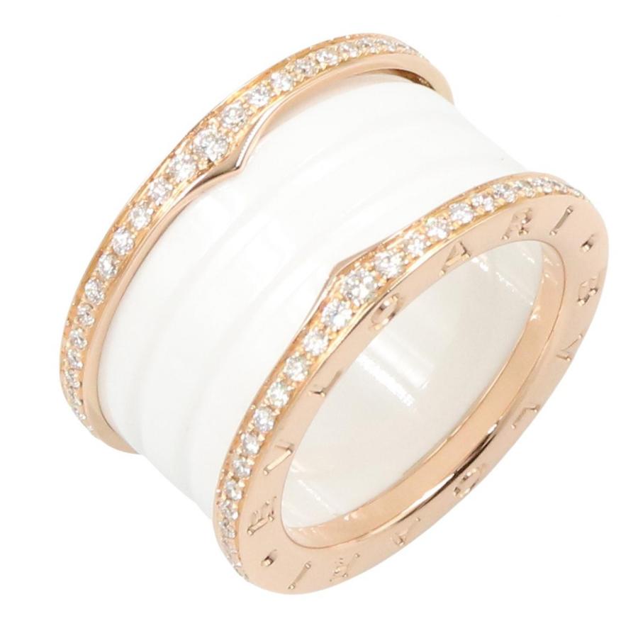 ▲BVLGARI K18WG B-zero1 ビーゼロワン 4列 ダイヤリング BVLGARI（ブルガリ） B-zero1 ビーゼロワン 4バンド セラミック ダイヤ