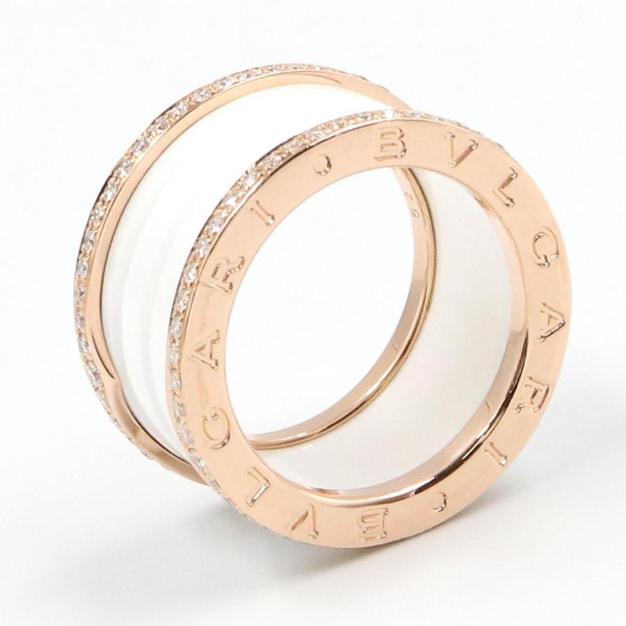 ▲BVLGARI K18WG B-zero1 ビーゼロワン 4列 ダイヤリング BVLGARI（ブルガリ） B-zero1 ビーゼロワン 4バンド セラミック ダイヤ