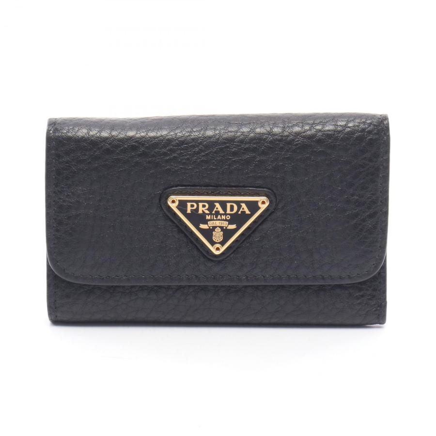 【美品】希少　プラダ 6連 キーケース 三角ロゴ サフィアーノレザー　黒 PRADA（プラダ） トライアングルロゴ 6連 ブランドオフ レザー キー